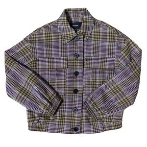 Very Moda Plaid NWT Black Brown Green Lavender Short Jacket Size 4